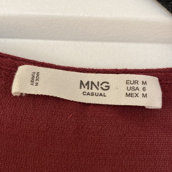 Mango Deep Red Tie Sleeve Blouse - Picture 3 of 9